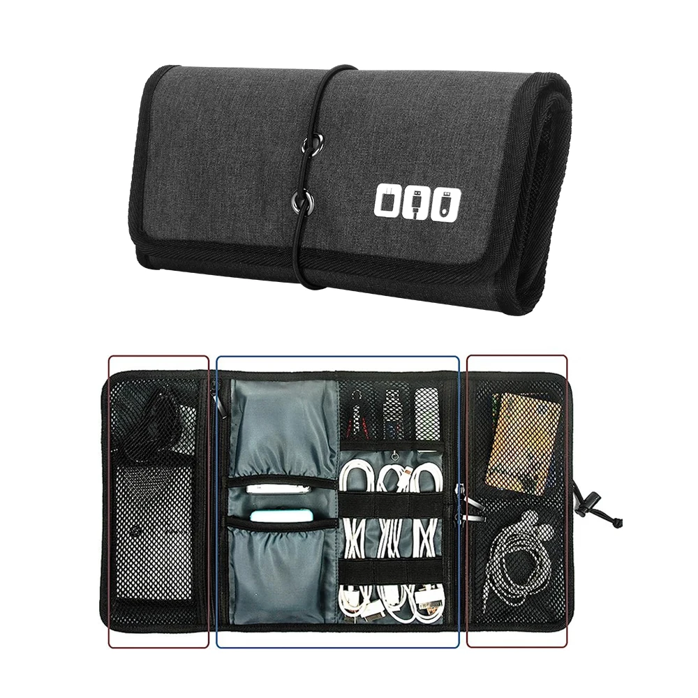 Roll-Organizer für Kabel und Ladegeräte
